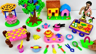 DIY How to make polymer clay miniature house kitchen set water wells Doll Tree House  Dolliyon [upl. by Chaing]