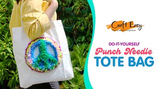 DIY Punch Needle Tote Bag Easy to do crafting [upl. by Atterrol]