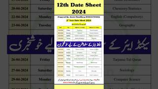 2nd Year Date Sheet 2024 Shorts ForYou [upl. by Leatrice]