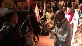 Horse receives blessing before Sienas annual street race [upl. by Acinoj]