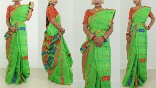 Traditional Bengali Atpoure Saree Draping Tutorial For Durga Puja [upl. by Sebastian914]