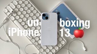 iphone 13 blue unboxing  accessories 🍎📱 [upl. by Nicolau]