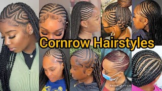 Stunning Cornrow Hairstyles to try out in 2025  Half Cornrow Braids  Ghana Weaving Braids [upl. by Dafodil]