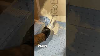 Installing waterproof noFlo outside corners bathroomremodel asmr waterproof waterproofing [upl. by Erek675]