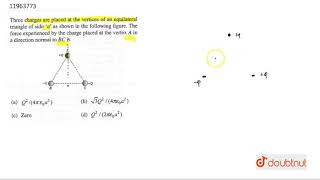 Three charges are placed at the vertices of an equilateral trianlge of side a [upl. by Einittirb948]