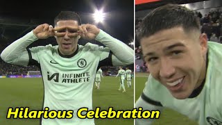 Enzo Fernandez goal and hilarious celebration vs crystal palace in premier league [upl. by Gonagle811]