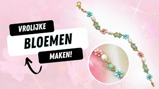 Bloem Armband Maken met Parels en Facet Kralen Tutorial [upl. by Hudson]