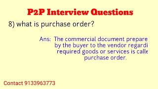 p2p interview questions and answers  procure to pay interview questions and answers [upl. by Jessica]