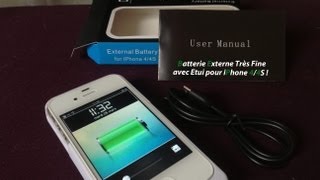 Batterie Externe Très Fine avec Etui pour iPhone 44S [upl. by Elcin]