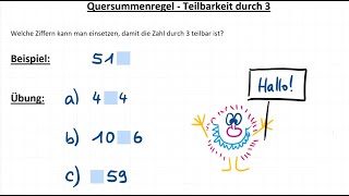 Quersummenregel Teilbarkeit durch 3 Erklärung mit Übung zu Kästchenaufgabe Teilbarkeitsregeln [upl. by Nazar]