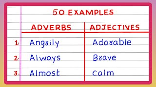 ADVERBS AND ADJECTIVES in English Grammar  10  20  30  50 EXAMPLES OF ADVERBS AND ADJECTIVES [upl. by Mazonson]