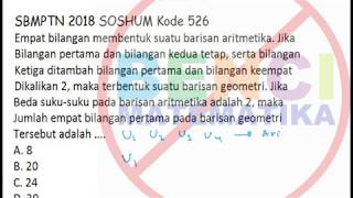 SBMPTN SOSHUM 2018 BARIS ARITMETIKA GEOMETRI KODE 5261 [upl. by Anaher]