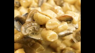 EASY homemade ricotta Gnocchi with creamy Mushroom Sauce [upl. by Gmur]