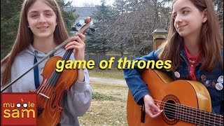 Sophia and Bella  Game of Thrones Theme Song Violin and Guitar Cover Live on Mugglesam [upl. by Raynard]