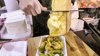 Huge Melted Cheese  Swiss Raclette one More Seen in London Street Food of Brick Lane [upl. by Eidna]