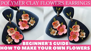 DIY POLYMER CLAY EARRINGS  CLAY EARRINGS TUTORIAL  HOW TO MAKE CLAY FLOWERS EARRINGS  3D FLOWERS [upl. by Oberg]