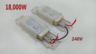 I make 240v 18KW amazing electric generator from 450V Electric Ballast light bulb Magnet transformer [upl. by Mascia]