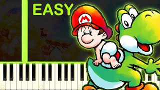 YOSHI´S ISLAND THEME  EASY Piano Tutorial [upl. by Oknuj642]