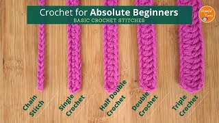 How to Crochet For ABSOLUTE BEGINNERS Basic crochet stitches [upl. by Adlog853]