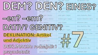 DEM DEN EINES  Deklinacja rodzajnik i przymiotnik Gramatyka niemiecka ĆWICZENIA B1 odc 7 [upl. by Yerffoej35]