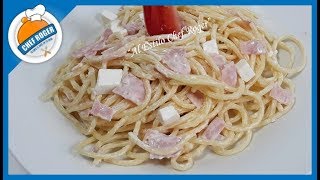 Como hacer ESPAGUETI BLANCO CON CREMA Y JAMÓN receta fría y caliente  Chef Roger [upl. by Normac]