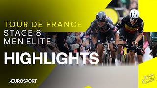 BATTLE AT THE FINISH ⚔️  Tour de France Stage 8 Race Highlights  Eurosport Cycling [upl. by Zondra823]