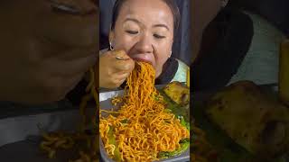 Spicy Current Noodle With Buff Bone Marrow amp Raw Chinese Saag MukbangBig BitesRubi Rai Mukbang [upl. by Aidnama471]