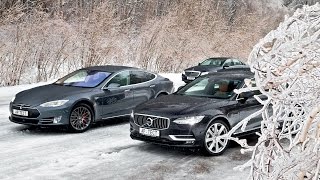 Обзор автопилотов Tesla Model S Volvo S90 и MercedesBenz E 200 Рассказ Леонида Голованова [upl. by Johnston]