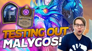 TESTING OUT the NEW HERO MALYGOS  Hearthstone Battlegrounds  Savjz [upl. by Alyal]