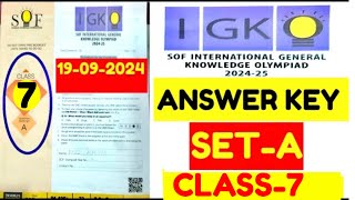 Class 7 IGKO Olympiad Question Paper 202425  SOF IGKO Exam for Class 7 Olympiad Exam Class 7 [upl. by Mair]