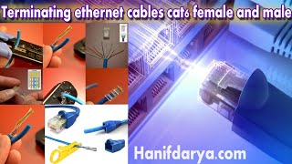 Terminating Ethernet cables  Cat6 both female and male diy [upl. by Kelsy943]