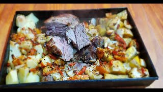 CARNE AL HORNO CON PAPAS Y BATATAS [upl. by Sesom652]