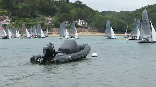 Salcombe Gin Merlin Rocket Week 2024 Friday Morning Race Start by Malcolm Mackley [upl. by Eadrahc]