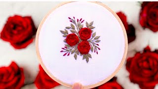 Easy Hand Embroidery Simple Floral Bunch for Mini Hoop  Woven Rose Floral Bunch  Artometry [upl. by Sabra189]