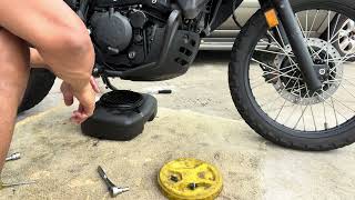 kawasaki oil change 2022 klr650 motorcycle PART 1 please watch PART 2 to complete video [upl. by Aicram727]