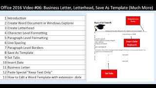 Office 2016 Video 06 Business Letter Letterhead Save As Template Much More [upl. by Pisarik]