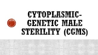 Cytoplasmic Genetic Male Sterility CGMS in Plants [upl. by Anaz991]