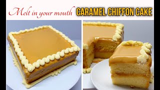 How to make Caramel Chiffon Cake with Creamy Caramel Frosting and Buttercream Recipe [upl. by Honna]