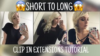 CLIP IN HAIR EXTENSIONS ON SHORT HAIR TUTORIAL [upl. by Romilly]