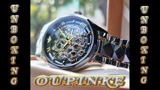 Oupinke automatic Skeleton Watch Unboxing and first impression [upl. by Amarillas247]