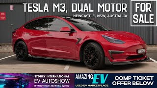 Red Tesla Carbon Model 3  For Sale  EV Show Comp Ticket Offer Below [upl. by Riggins]