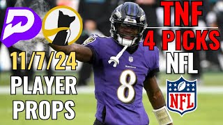 PRIZEPICKS UNDERDOG NFL THURSDAY NIGHT FOOTBALL 117 CORE PLAYER PROPS RAVENS BENGALS [upl. by Aenej]