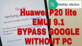 EMUI 91 Huawei P20 lite ANELX1Remove Google account bypass frp [upl. by Wellington]