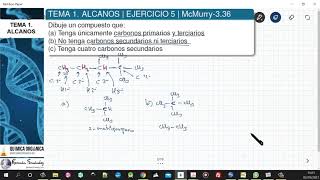 TEMA 1 ALCANOS  EJERCICIO 5 CARBONOS PRIMARIOS SECUNDARIOS Y TERCIARIOS [upl. by Feledy]