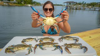 BIG CRABS off The DOCK Catch Clean amp Cook Florida Blue Crab [upl. by Dalton977]