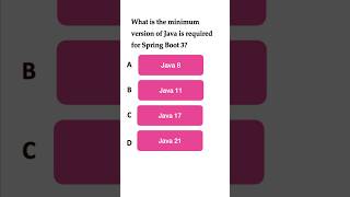 Spring Boot Quiz 1  What is minimum version of java required to use springboot 3 springbootquiz [upl. by Combs37]