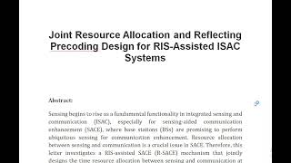 Joint Resource Allocation and Reflecting Precoding Design for RIS Assisted ISAC Systems [upl. by Ahsinhoj]