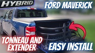 2023 Ford Maverick Hybrid  Tonneau Cover and Bed Extender Install [upl. by Eelana]