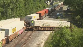 3 crew members hospitalized after train crash derailment in Folkston [upl. by Nnarefinnej]