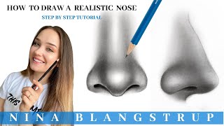 How to Draw a Realistic Nose  Front and Side View Tutorial [upl. by Peggie]